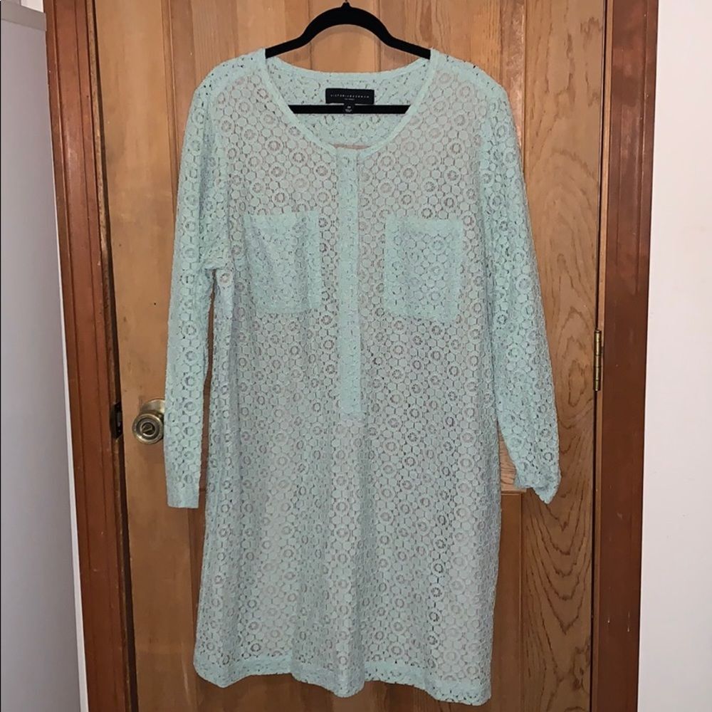 Victoria Beckham for Target Lace Shift Dress 2X Mint Green Mini Boho